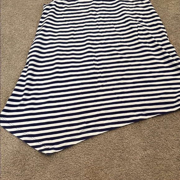 Theory Navy and White Asymmetrical Striped Tank Top - Picture 4 of 4